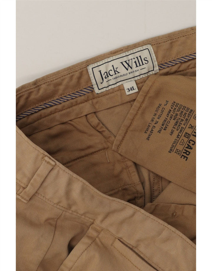JACK WILLS Mens Slim Chino Trousers W34 L34 Beige Cotton