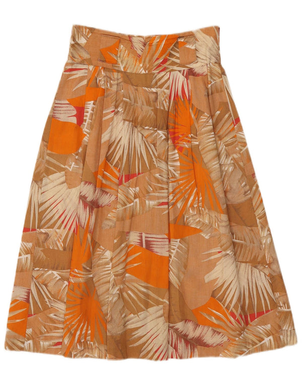 Vintage Womens A-Line Skirt IT 42 Medium W26  Brown Floral Cotton