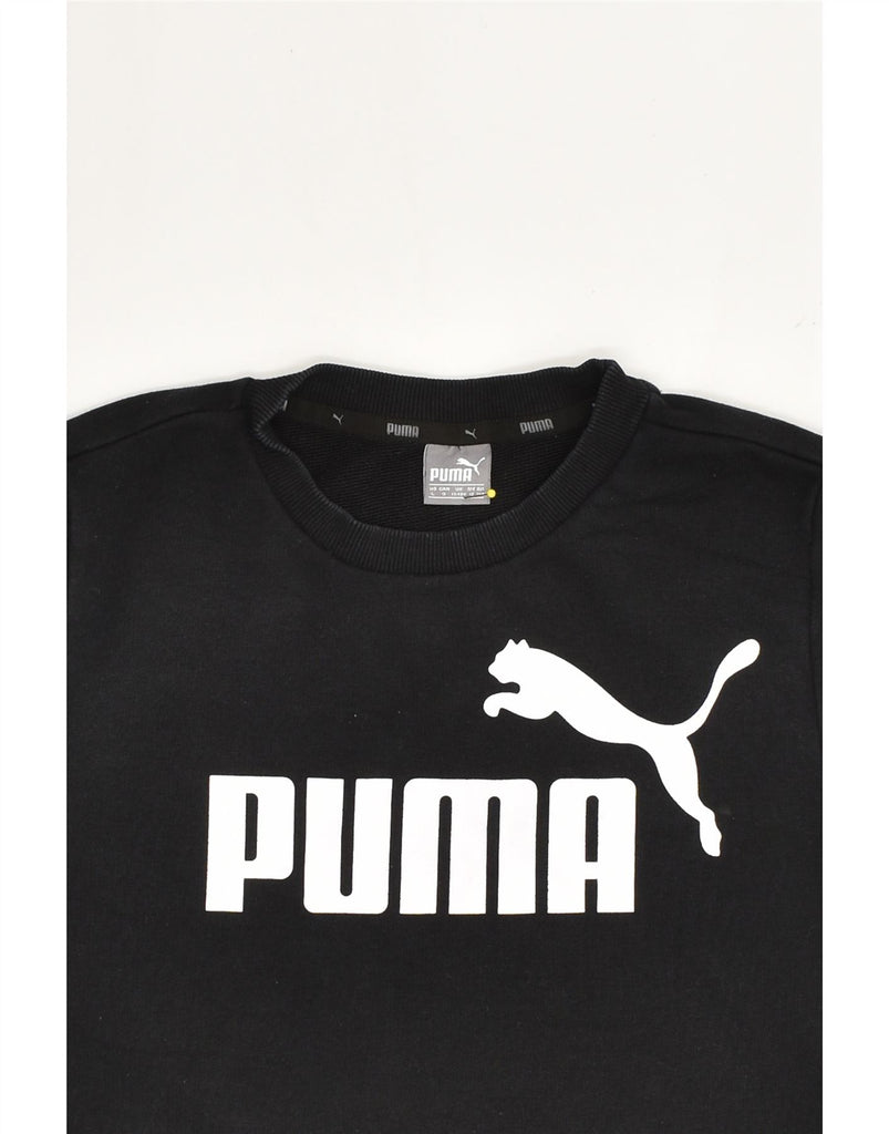 PUMA Boys Graphic Sweatshirt Jumper 11-12 Years Black Cotton | Vintage Puma | Thrift | Second-Hand Puma | Used Clothing | Messina Hembry 