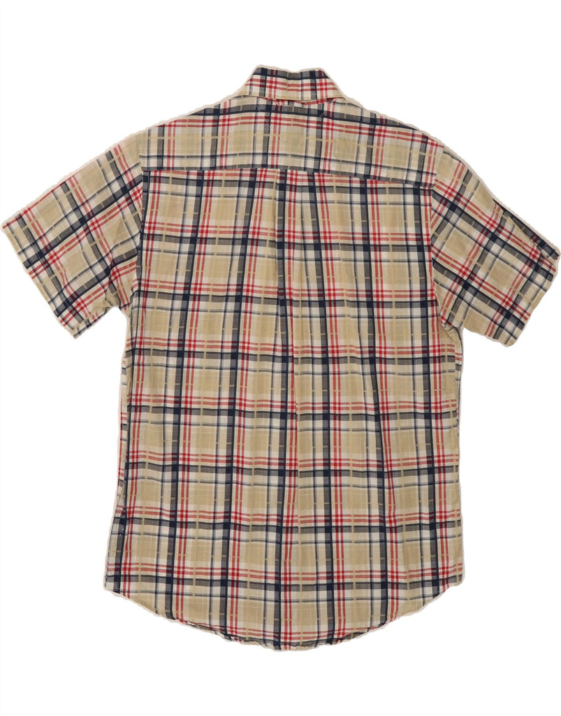 TOMMY HILFIGER Mens Short Sleeve Shirt Small Beige Check Vintage Tommy Hilfiger and Second-Hand Tommy Hilfiger from Messina Hembry 
