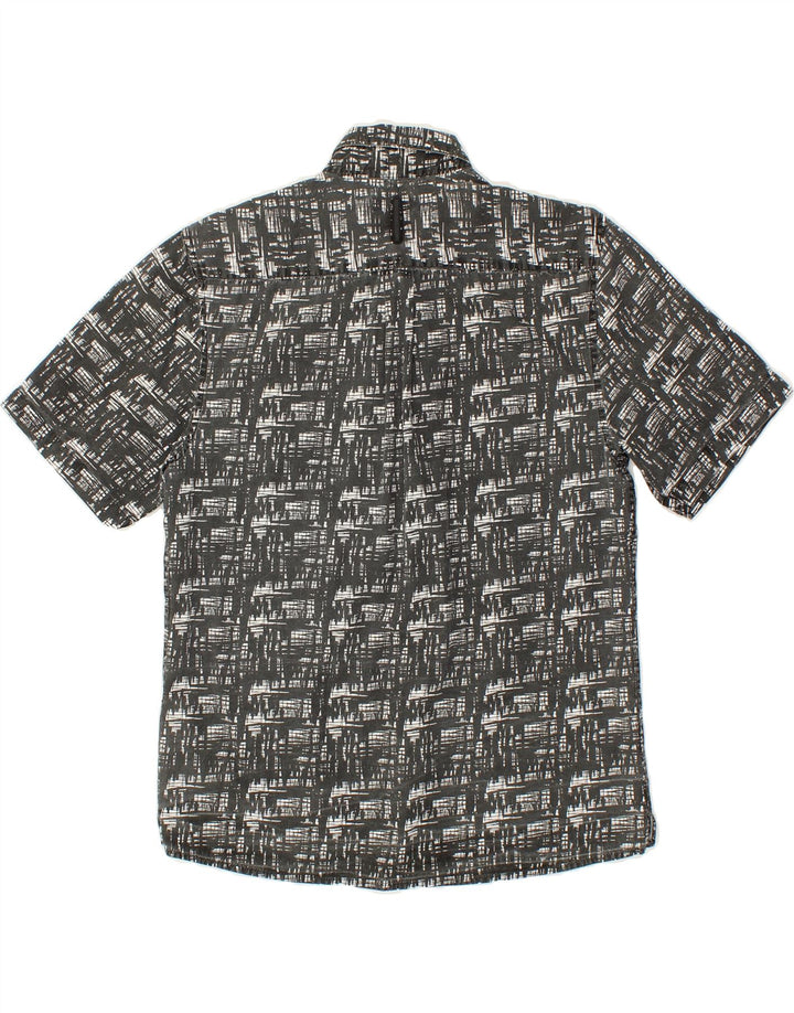 CALVIN KLEIN Mens Abstract Pattern Short Sleeve Shirt Medium Black Cotton Vintage Calvin Klein and Second-Hand Calvin Klein from Messina Hembry 