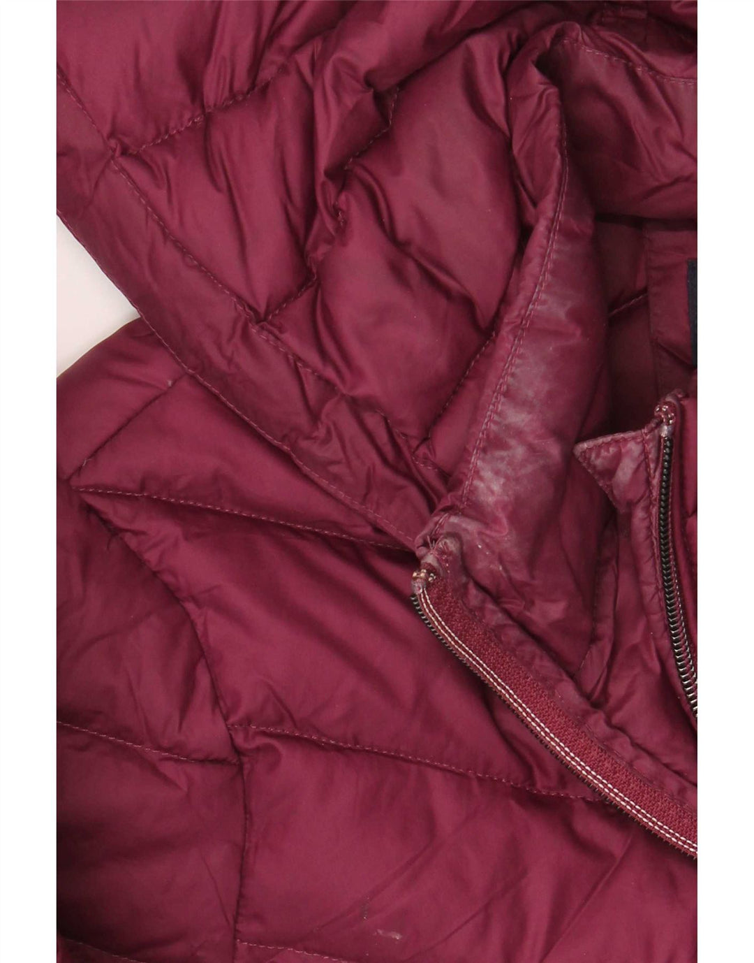 Marks & Spencer Womens Hooded Padded Coat UK 12 Medium Burgundy Polyamide