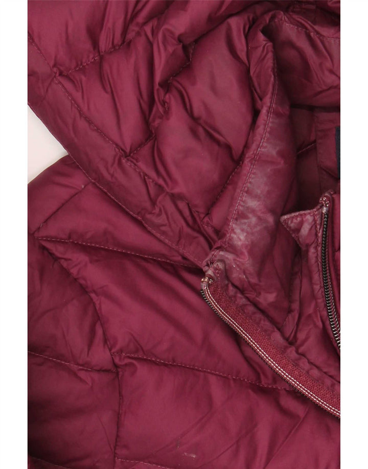 Marks & Spencer Womens Hooded Padded Coat UK 12 Medium Burgundy Polyamide