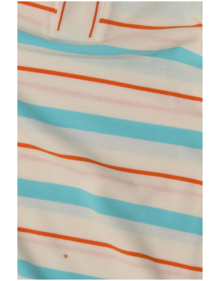 Hugo Boss Mens Slim Fit Polo Shirt Medium White Striped Cotton