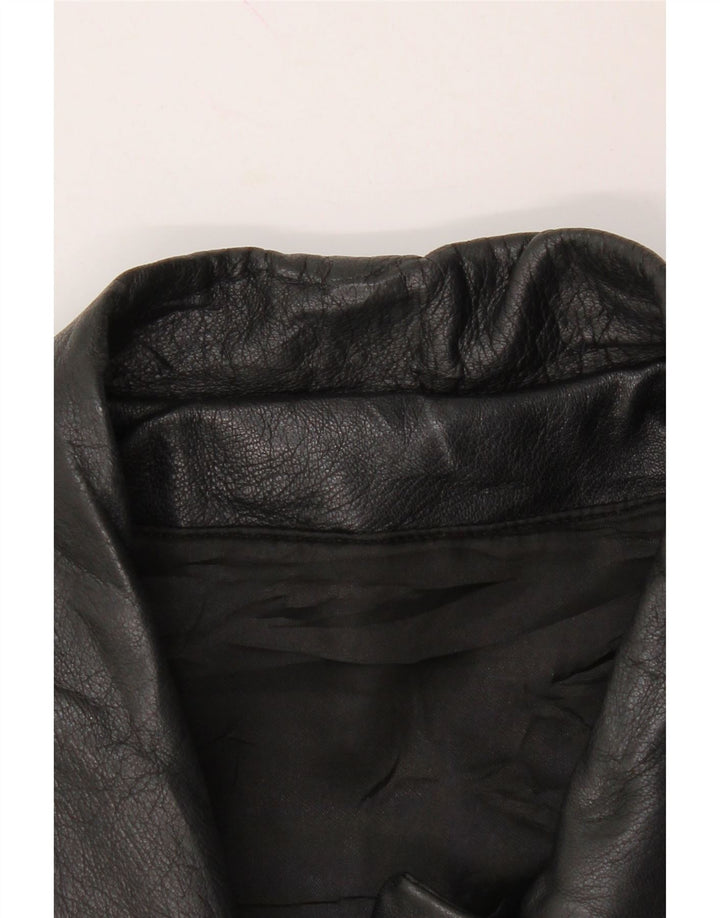 VINTAGE Womens Leather Coat UK 20 2XL Black Leather Vintage Vintage and Second-Hand Vintage from Messina Hembry 