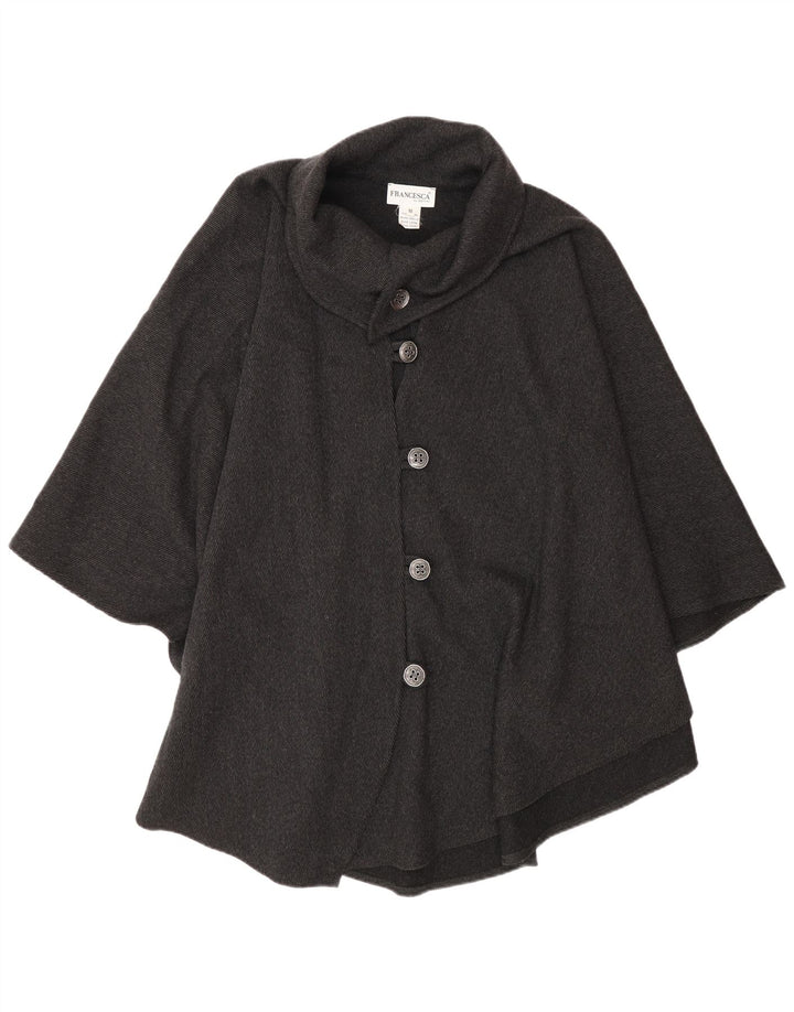 Francesca Womens Cape Coat UK 14 Medium Grey Pinstripe Wool