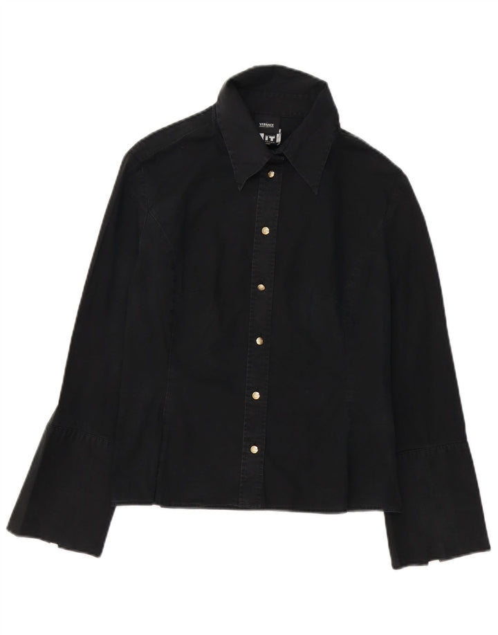 Versace Womens Formal Shirt UK 10 Small Black