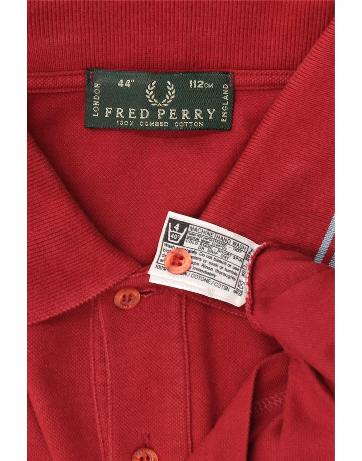Fred Perry Mens Polo Shirt Large Burgundy Cotton