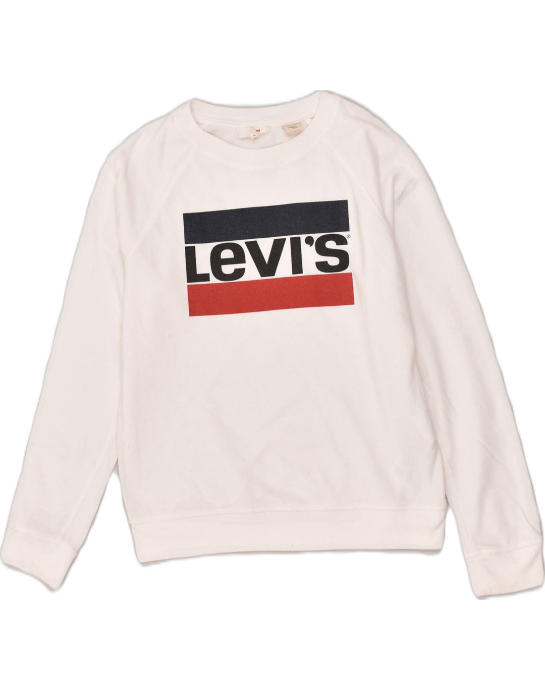 LEVI'S Womens Graphic Sweatshirt Jumper UK 10 Small White Cotton | Vintage Levi's | Thrift | Second-Hand Levi's | Used Clothing | Messina Hembry 