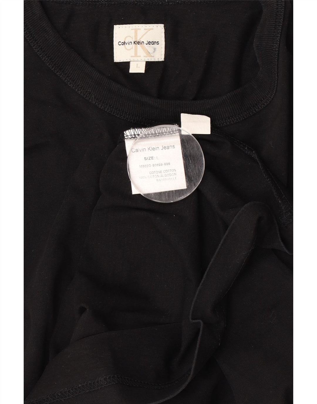 Calvin Klein Jeans Mens Graphic Top Long Sleeve Large Black Cotton