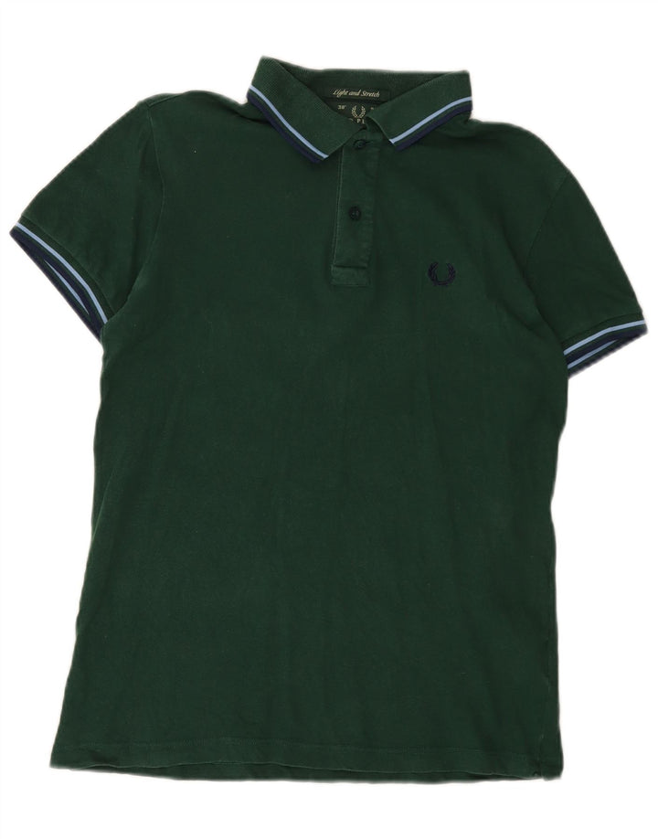 FRED PERRY Mens Light and Stretch Polo Shirt Small Green Cotton
