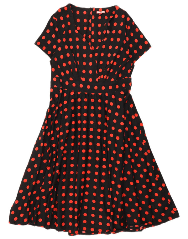 Joe Browns Womens A-Line Dress UK 14 Medium Black Polka Dot Cotton