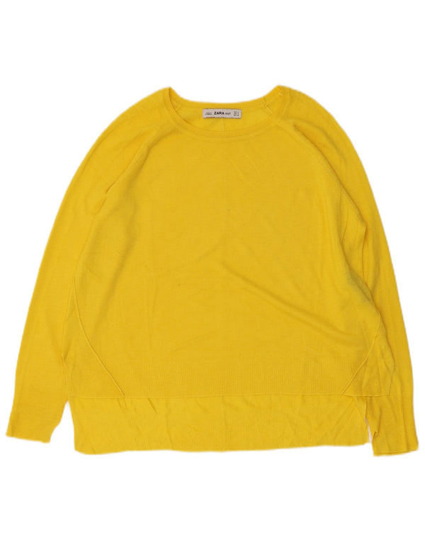 Zara Womens Boat Neck Jumper Sweater UK 10 Small Yellow Viscose