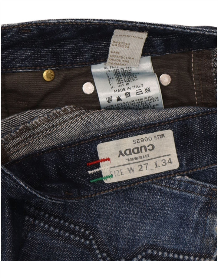 Diesel Womens Cuddy Distressed Slim Jeans W27 L30 Blue Cotton