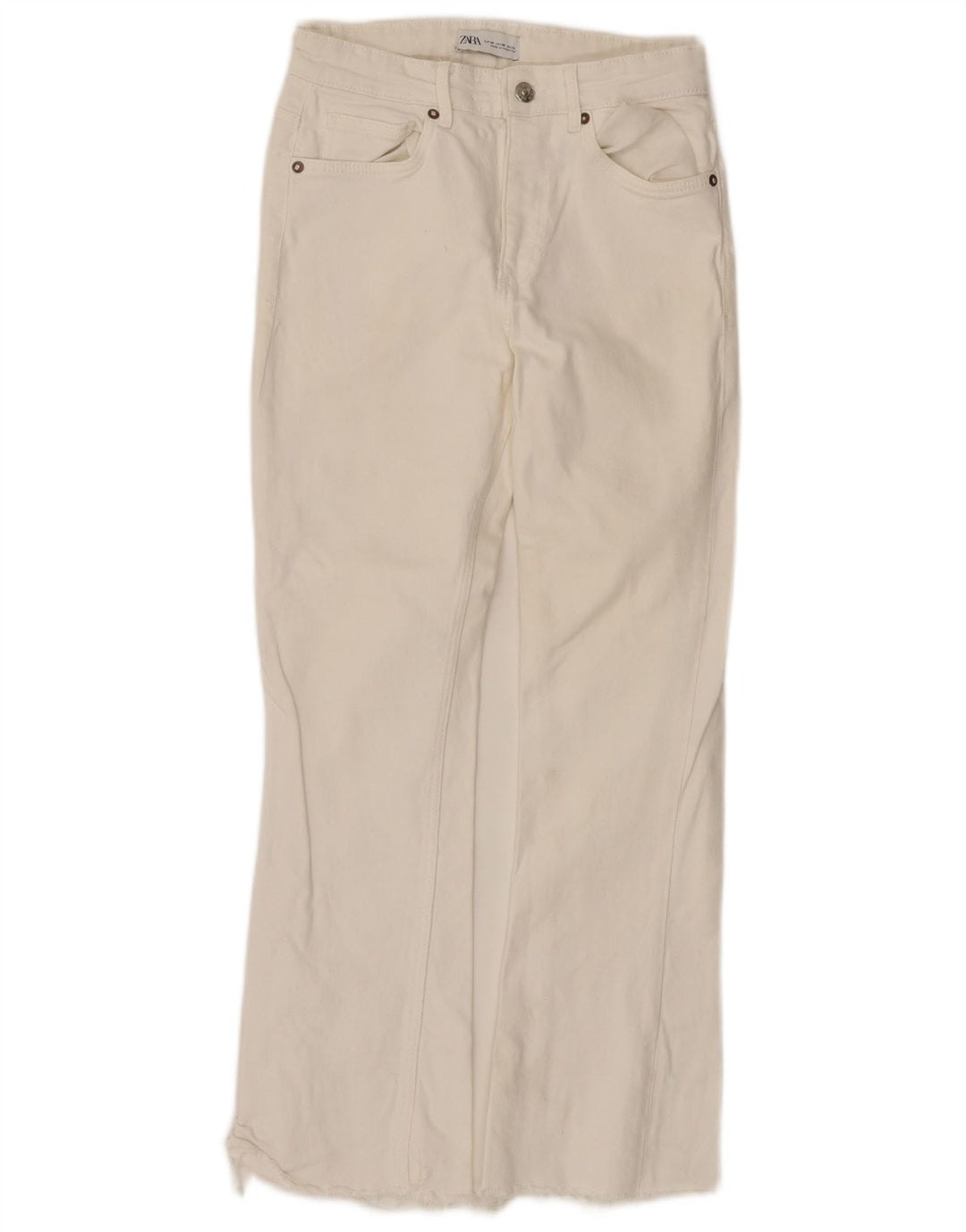 Zara Womens Flared Jeans EU 38 Small W28 L26 White Cotton