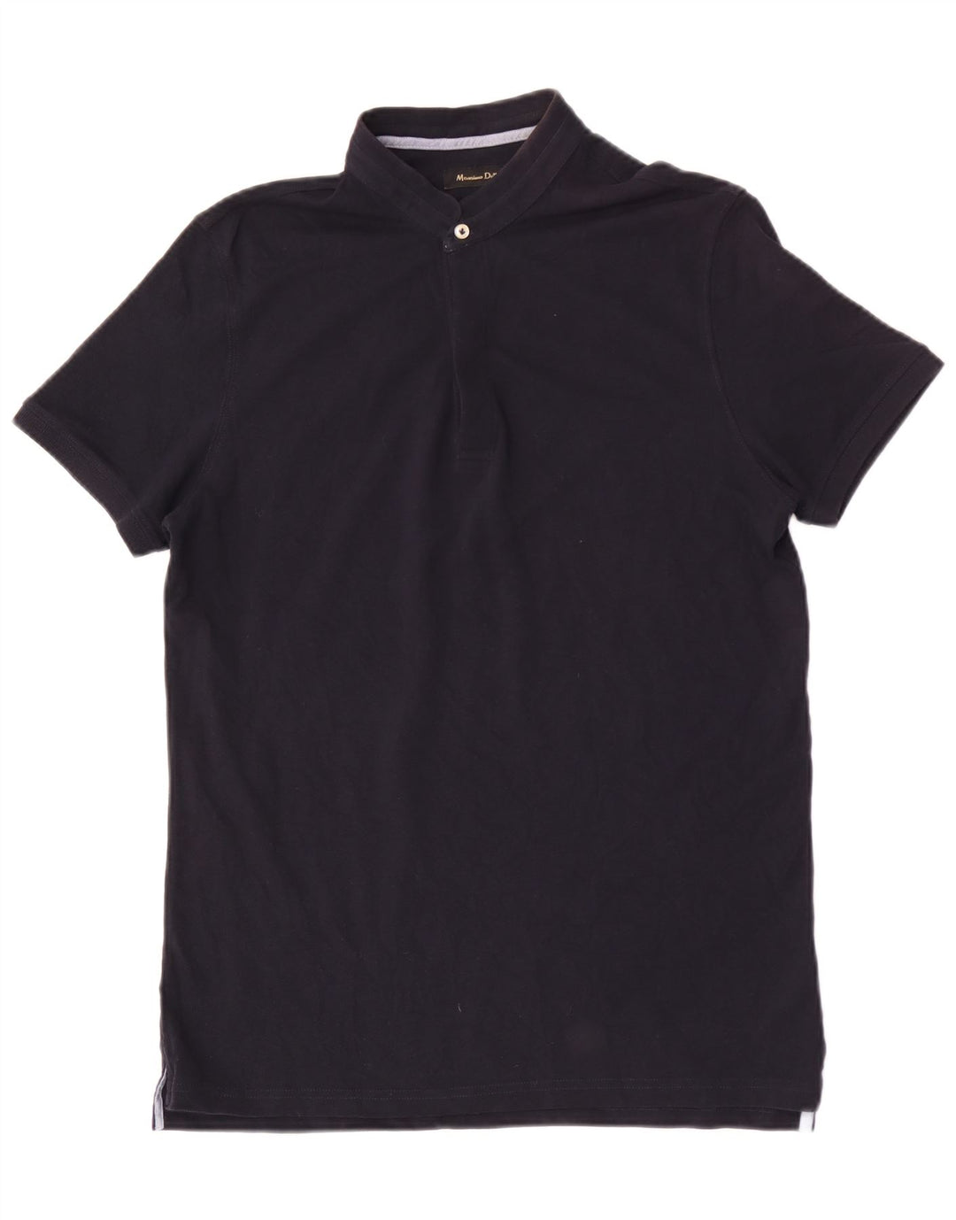 MASSIMO DUTTI Mens Polo Shirt Medium Navy Blue Cotton