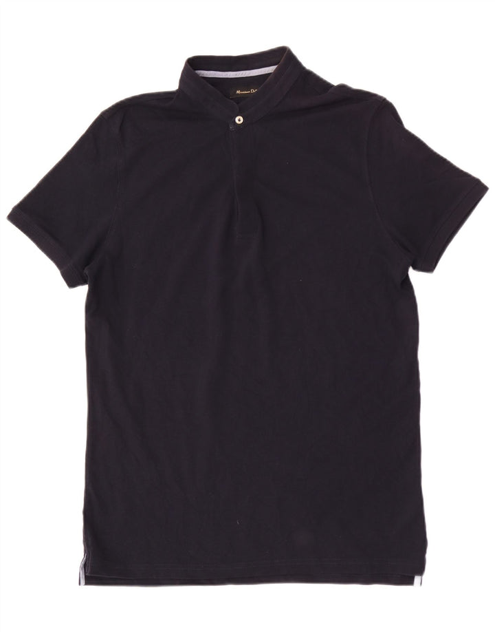 MASSIMO DUTTI Mens Polo Shirt Medium Navy Blue Cotton
