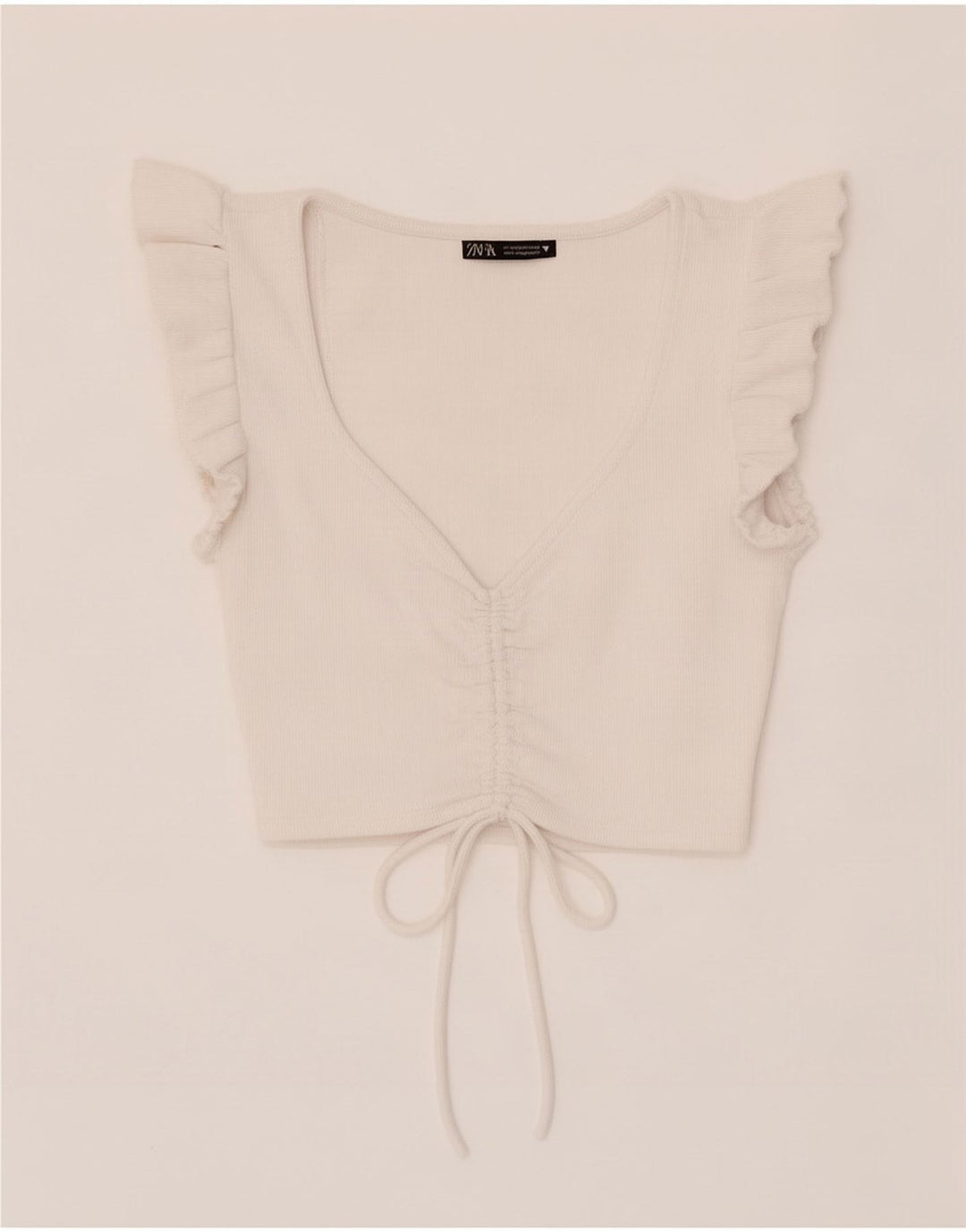 Zara Womens Crop Top UK 12 Medium White Cotton