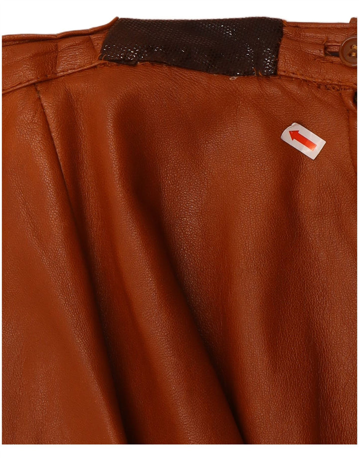 Vintage Womens Leather Skirt W36 XL Brown Leather
