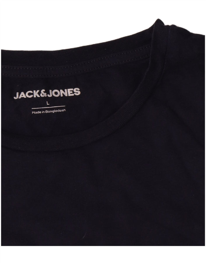 Jack & Jones Mens T-Shirt Top Large Navy Blue Cotton