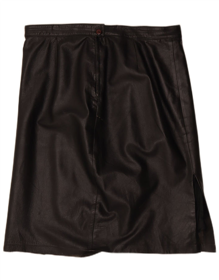 Vintage Womens Leather Skirt W40 2XL Black