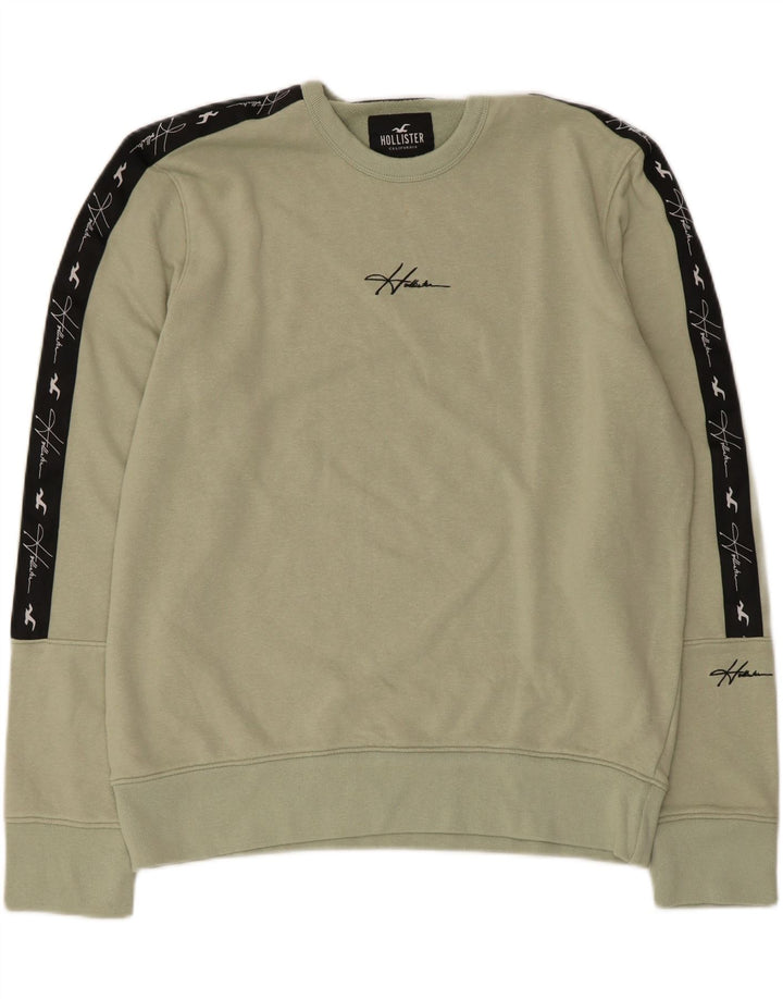 Hollister Mens Graphic Sweatshirt Jumper Large Khaki Colourblock