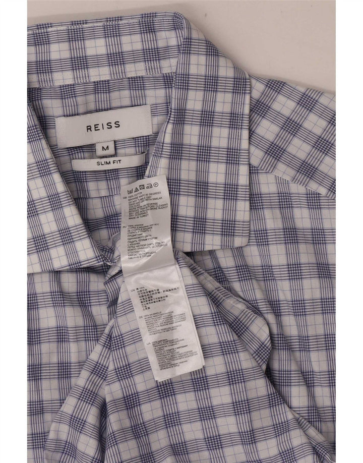 Reiss Mens Slim Fit Shirt Medium Blue Check Cotton
