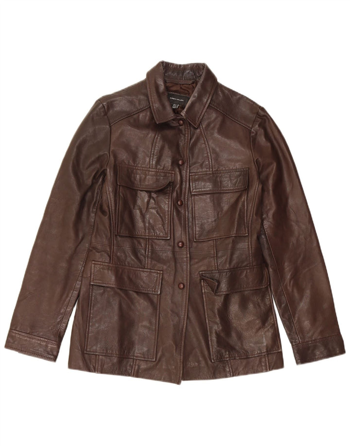 Karen Millen Womens Leather Jacket UK 6 XS Brown Leather