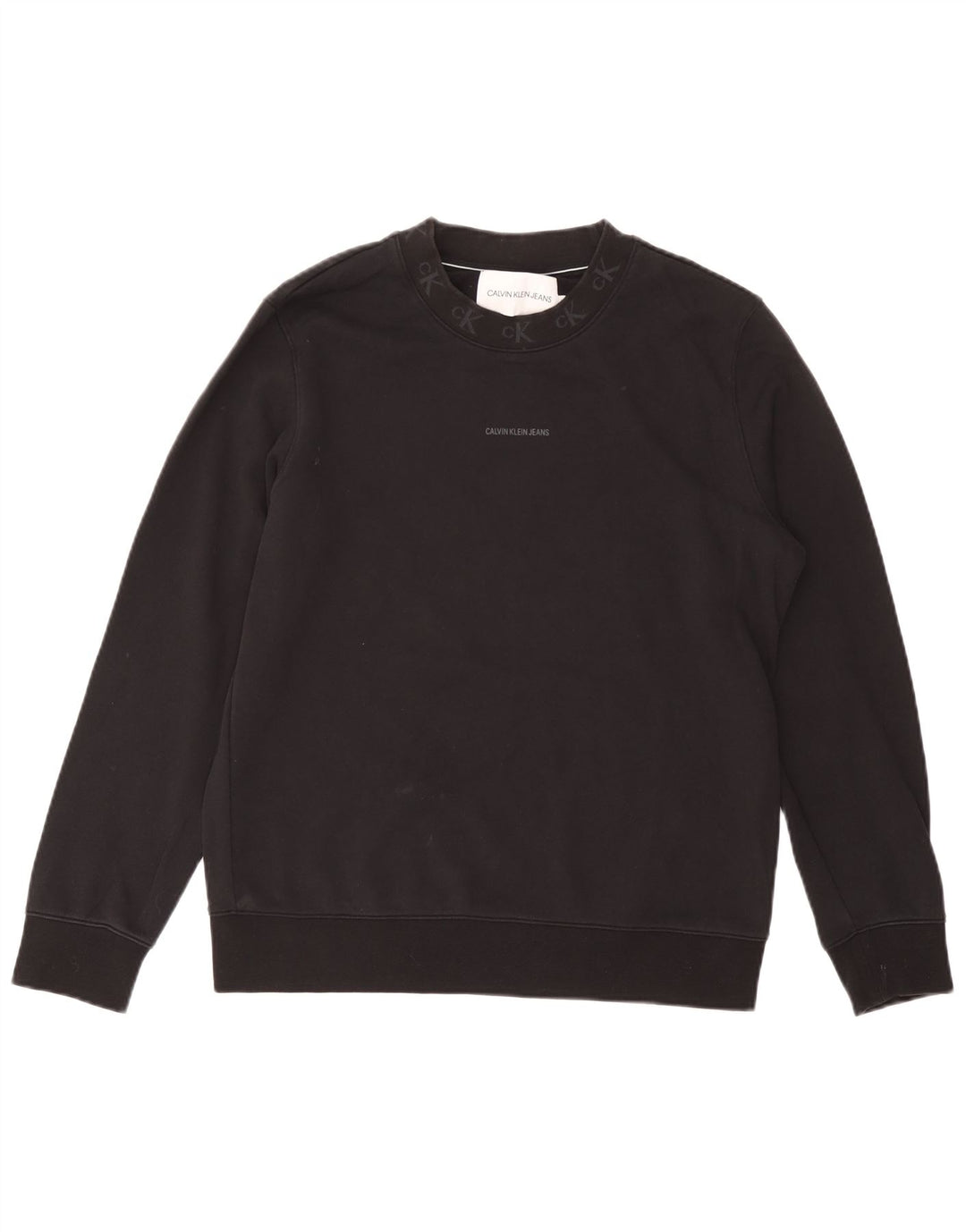 Calvin Klein Jeans Mens Graphic Sweatshirt Jumper Large Black Cotton