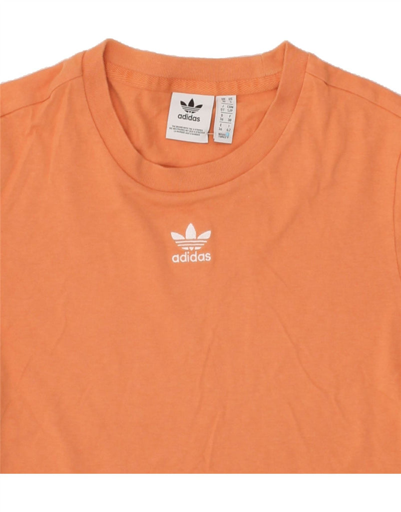 ADIDAS Womens Crop T-Shirt Top UK 10 Small Orange Cotton Vintage Adidas and Second-Hand Adidas from Messina Hembry 