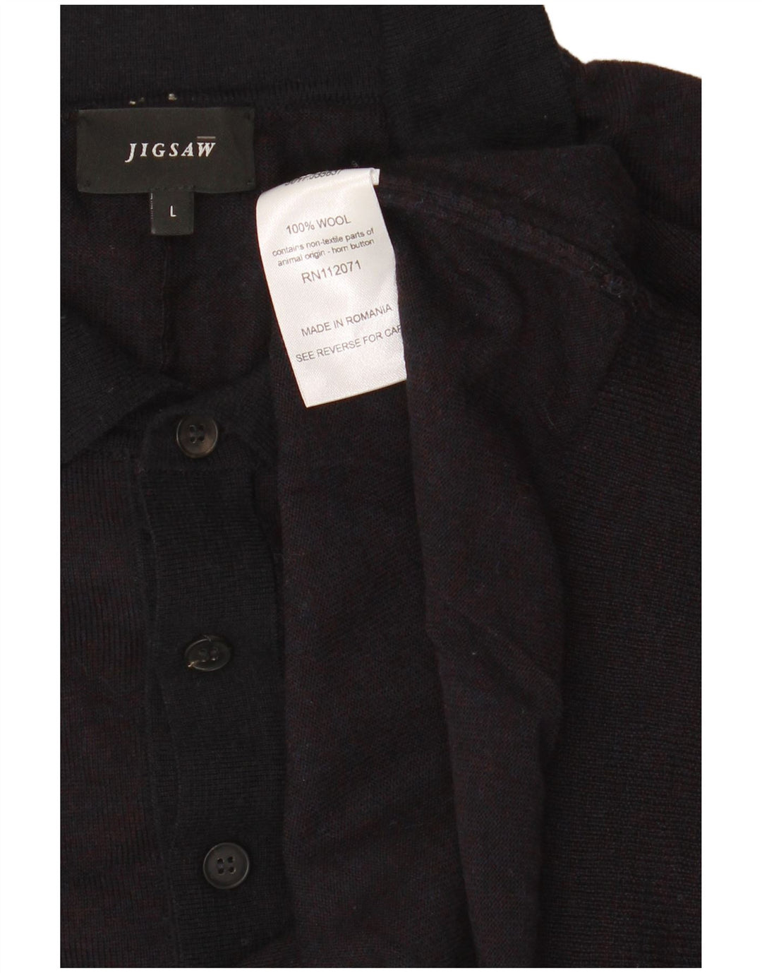 Jigsaw Mens Polo Neck Jumper Sweater Large Black Wool