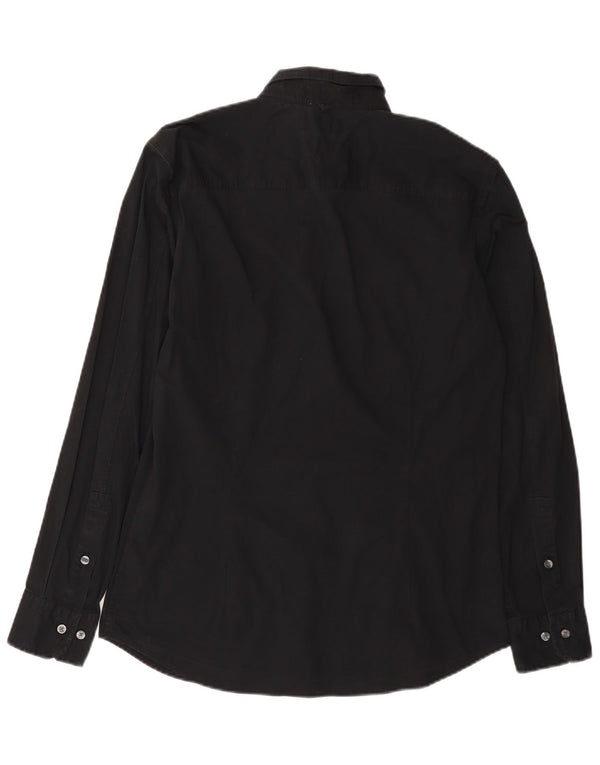 Tommy Hilfiger Mens Slim Fit Shirt Large Black Cotton