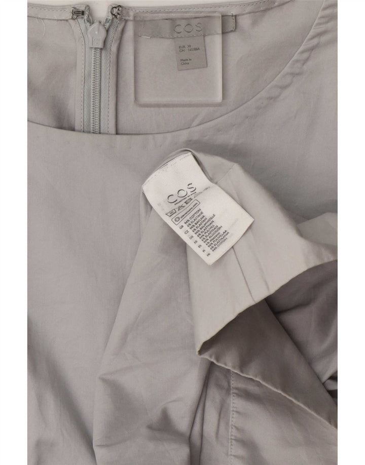 Cos Womens Long Sleeve Blouse Top EU 38 Medium Grey Cotton