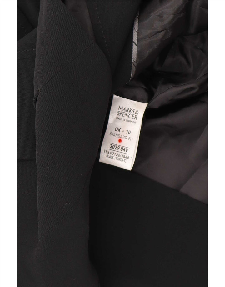 Marks & Spencer Womens Double Breasted Blazer Jacket UK 10 Small Black