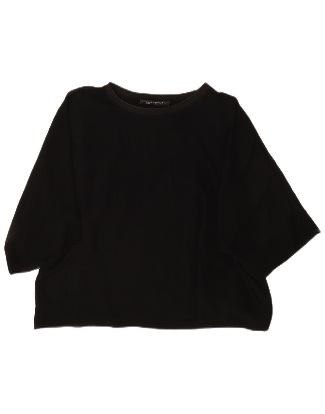 Zara Womens Oversized Blouse Top UK 10 Small Black Viscose