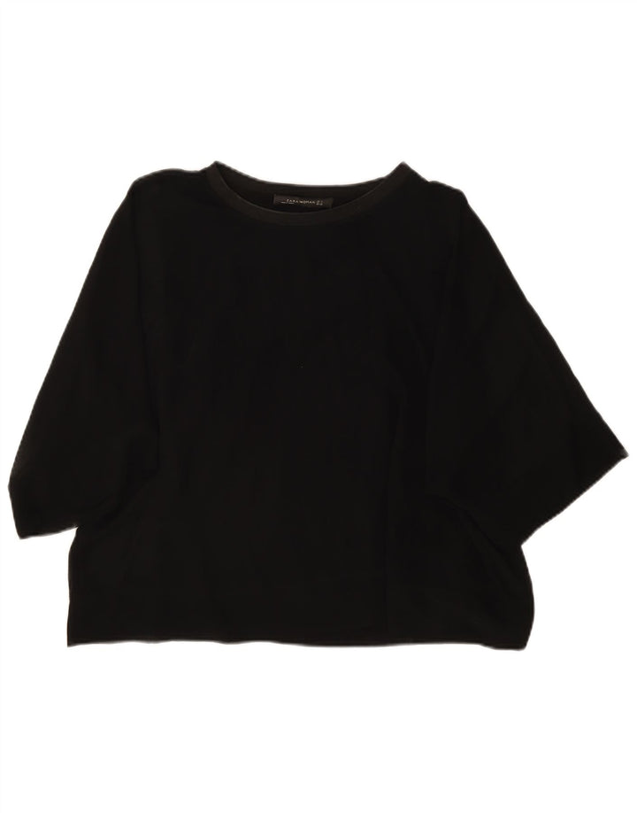 Zara Womens Oversized Blouse Top UK 10 Small Black Viscose