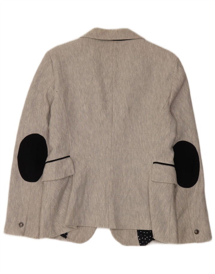 Zara Womens 1 Button Blazer Jacket UK 16 Large Grey Herringbone