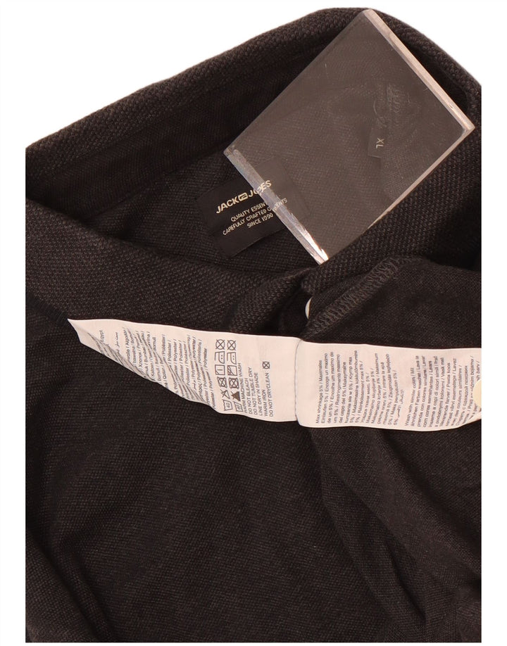 Jack & Jones Mens Polo Shirt XL Black Cotton