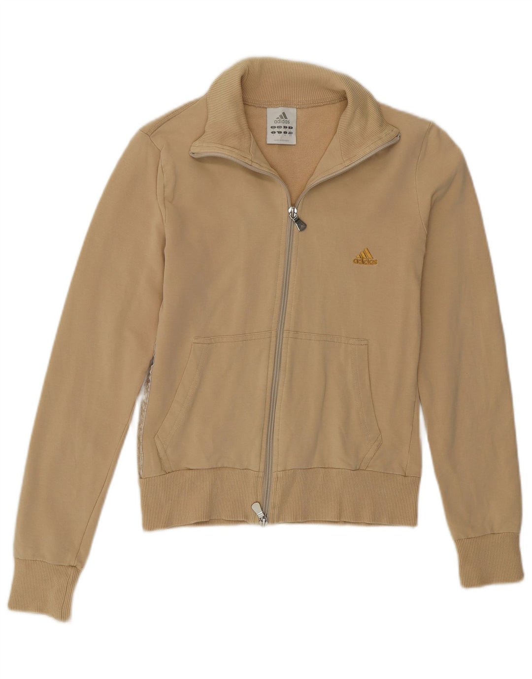 Adidas Womens Tracksuit Top Jacket UK 10 Small Beige