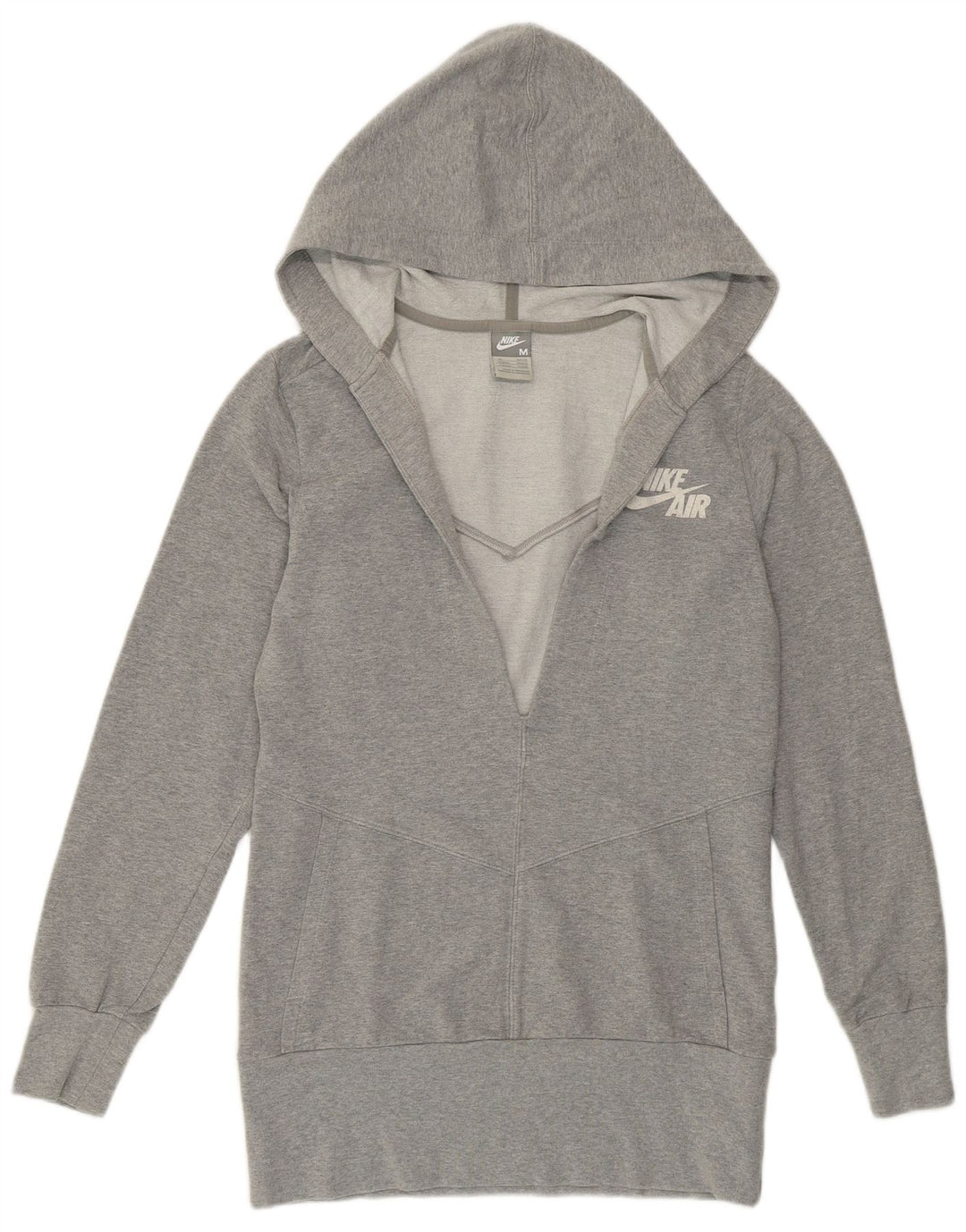 Nike Womens Hoodie Jumper UK 10/12 Medium Grey Cotton