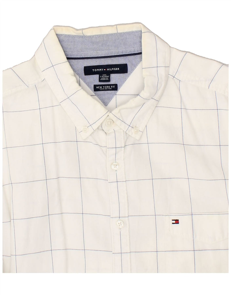 TOMMY HILFIGER Mens New York Fit Shirt 2XL Off White Check Cotton | Vintage Tommy Hilfiger | Thrift | Second-Hand Tommy Hilfiger | Used Clothing | Messina Hembry 