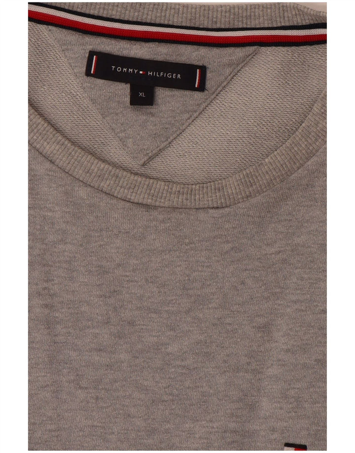 Tommy Hilfiger Mens Graphic Sweatshirt Jumper XL Grey Colourblock Cotton