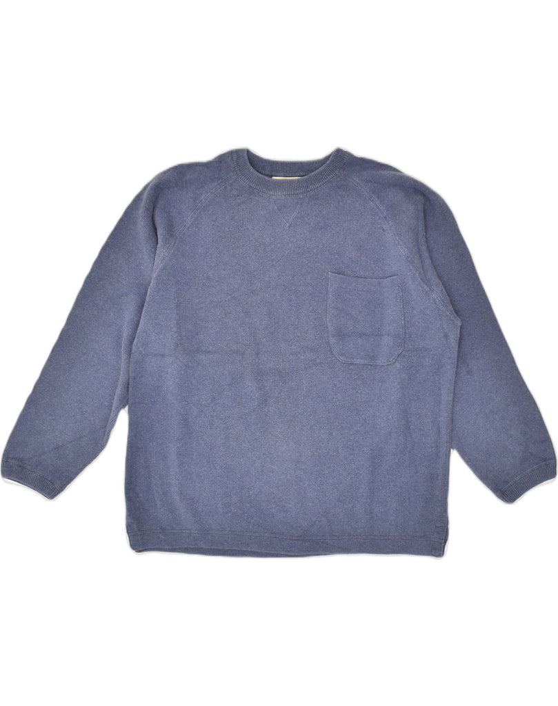 EDDIE BAUER Womens Crew Neck Jumper Sweater UK 14 Medium Blue Cotton | Vintage Eddie Bauer | Thrift | Second-Hand Eddie Bauer | Used Clothing | Messina Hembry 