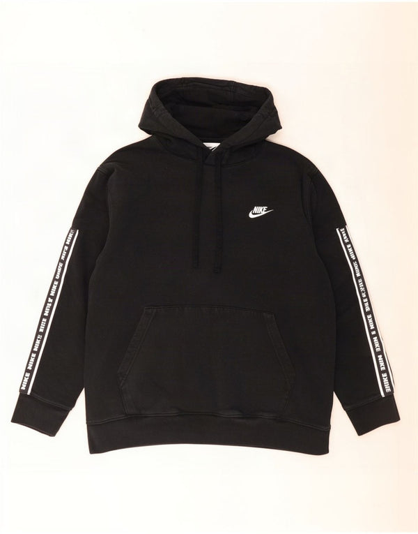 Nike Mens Graphic Hoodie Jumper Large Black Cotton