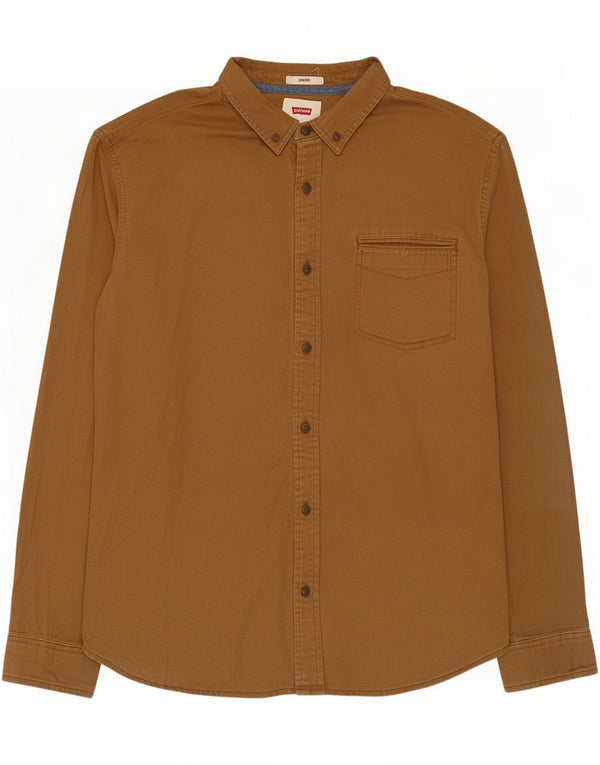 Levi's Mens Stretch Shirt Large Beige Cotton