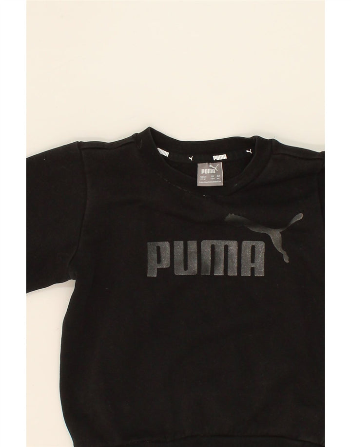 PUMA Baby Girls Graphic Sweatshirt Jumper 18-24 Months Black Cotton Vintage Puma and Second-Hand Puma from Messina Hembry 