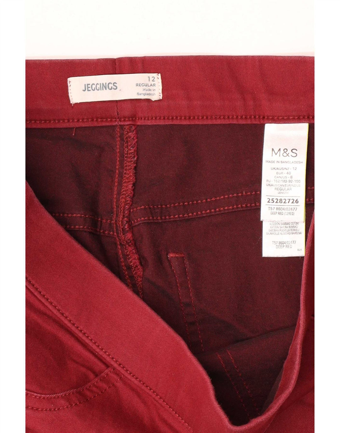 Marks & Spencer Womens Jegging Jeans UK 12 Medium W30 L28 Red Cotton