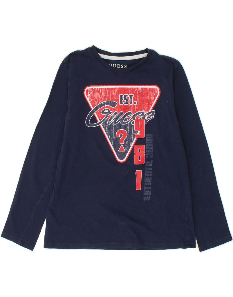 GUESS Boys Graphic Top Long Sleeve 8-9 Years Navy Blue | Vintage Guess | Thrift | Second-Hand Guess | Used Clothing | Messina Hembry 