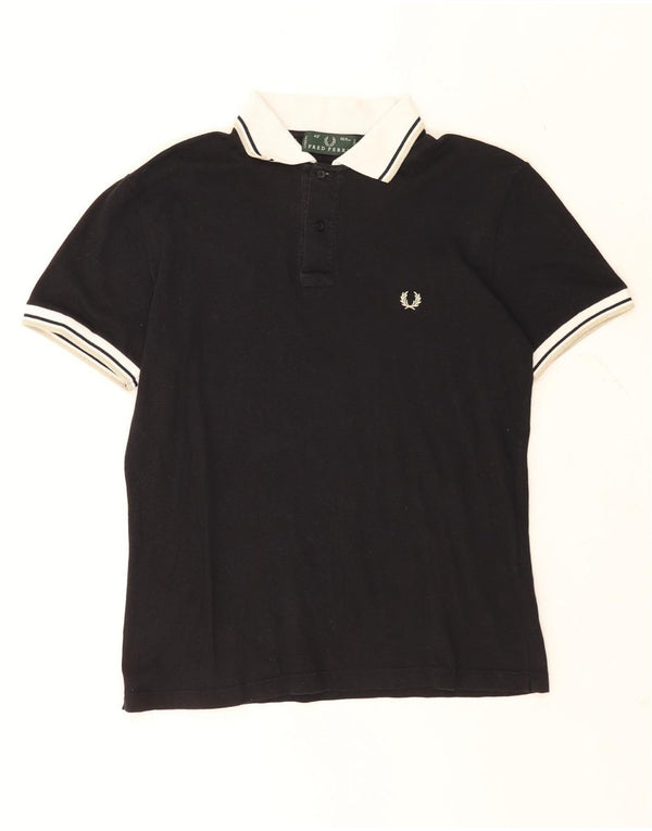 Fred Perry Mens Polo Shirt Medium Black Colourblock Cotton