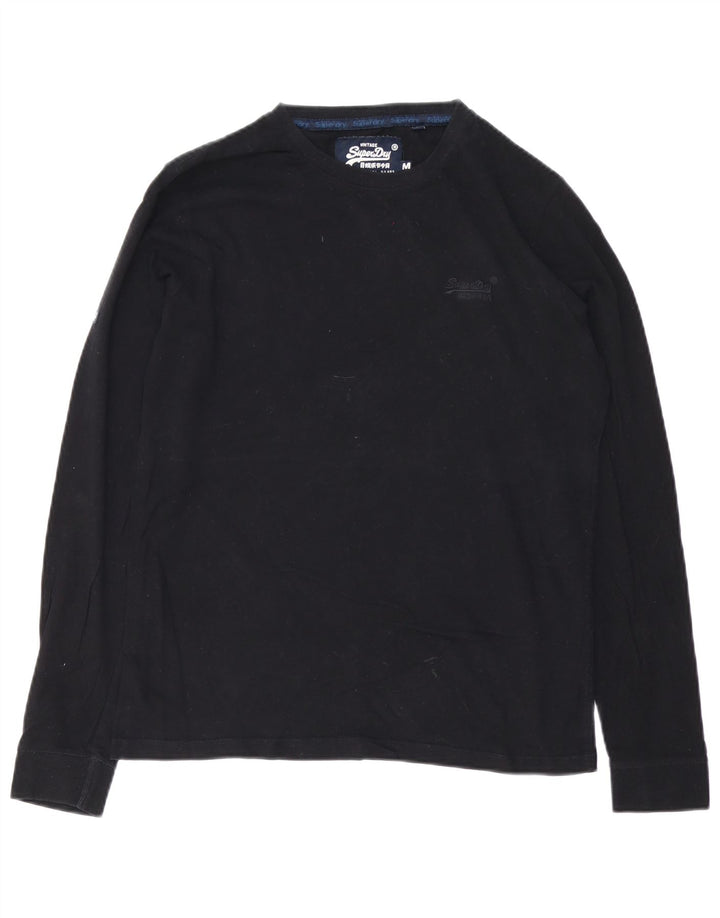 SUPERDRY Mens Top Long Sleeve Medium Black Cotton